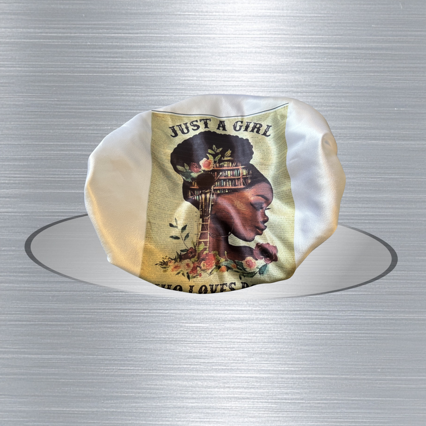 A Lady and Her Books Satin Bonnet
