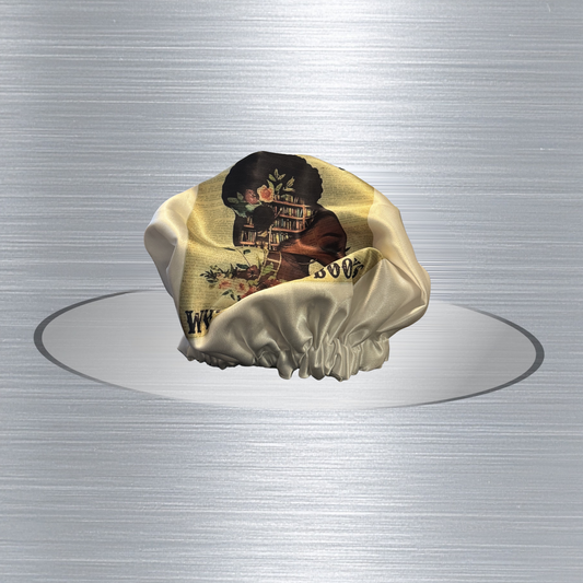 A Lady and Her Books Satin Bonnet