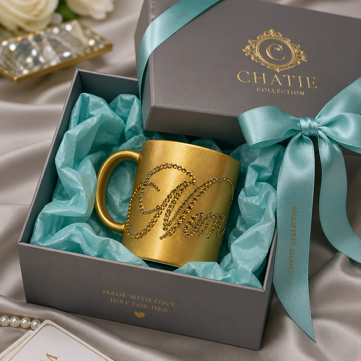 Gold Mom Rhinestone Mug