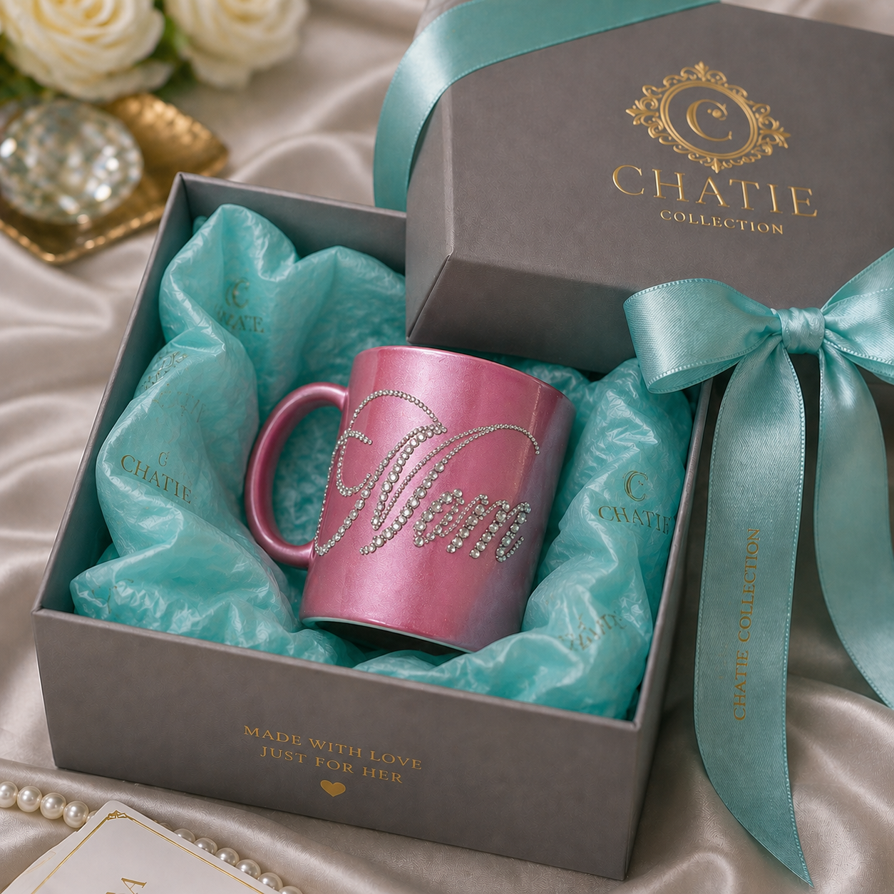 Iridescent Mom Rhinestone Mug