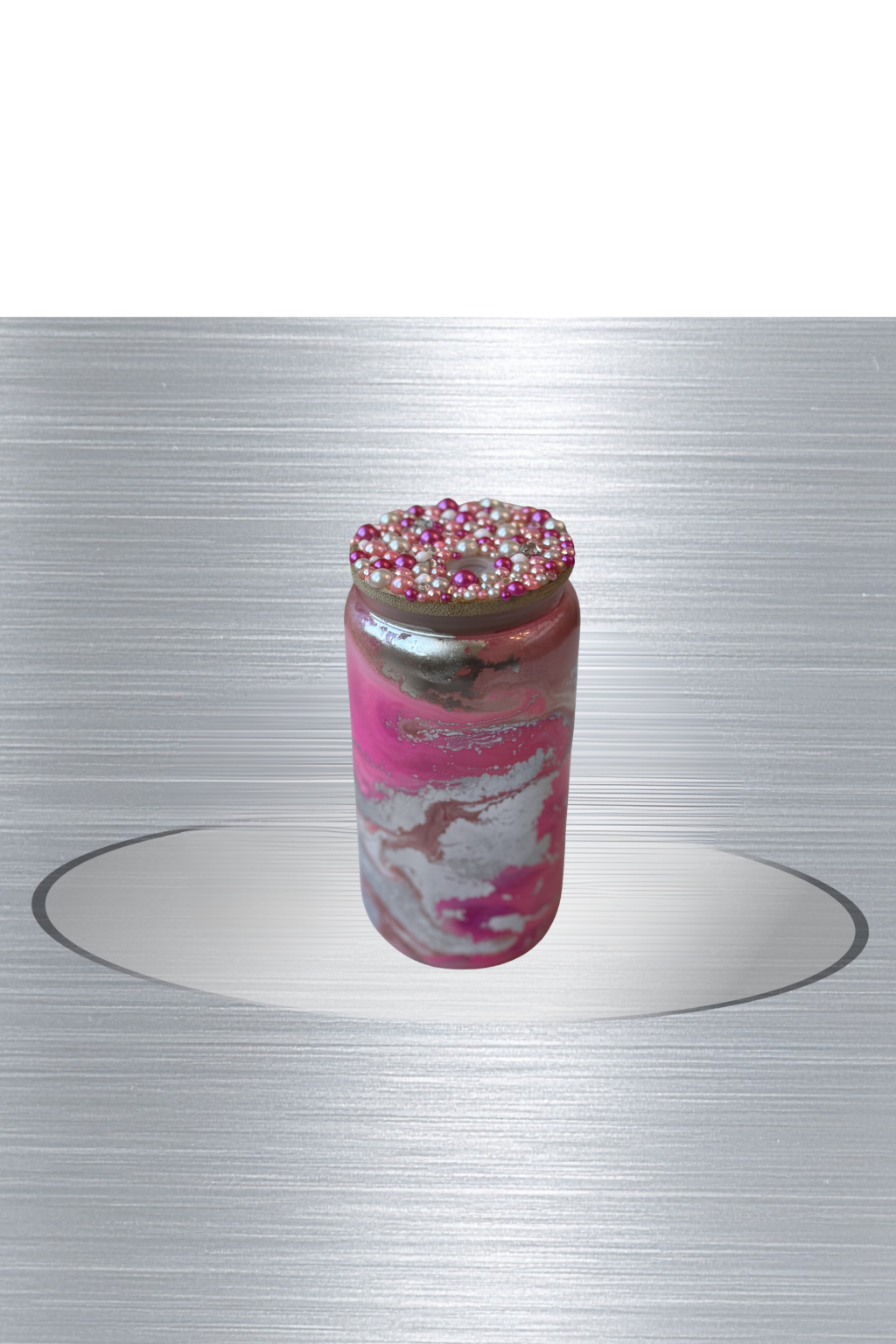 Pink and Silver Glass Drinkware